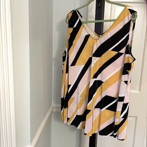 Sleeveless Top Crinkle Top Yellow Black Pink Sleeveless Top Size 22/24